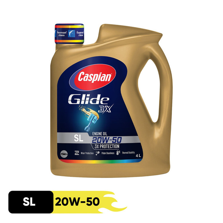 روغن موتور خودرو بنزینی کاسپین مدل SL 20W-50 Super Motor Oil حجم 4 لیتر